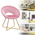 Chaise d'appoint moderne en velours, chaise de coiffeuse rembourrée avec détails dorés - Voir les détails