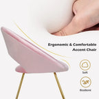 Chaise d'appoint moderne en velours, chaise de coiffeuse rembourrée avec détails dorés - Voir les détails