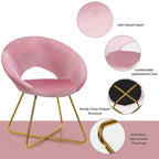 Chaise d'appoint moderne en velours, chaise de coiffeuse rembourrée avec détails dorés - Voir les détails