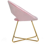 Chaise d'appoint moderne en velours, chaise de coiffeuse rembourrée avec détails dorés - Voir les détails