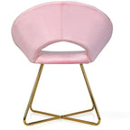Chaise d'appoint moderne en velours, chaise de coiffeuse rembourrée avec détails dorés - Voir les détails