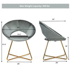 Chaise d'appoint moderne en velours, chaise de coiffeuse rembourrée avec détails dorés - Voir les détails