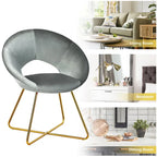 Chaise d'appoint moderne en velours, chaise de coiffeuse rembourrée avec détails dorés - Voir les détails