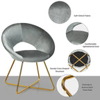 Chaise d'appoint moderne en velours, chaise de coiffeuse rembourrée avec détails dorés - Voir les détails