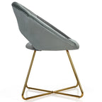 Chaise d'appoint moderne en velours, chaise de coiffeuse rembourrée avec détails dorés - Voir les détails