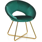 Chaise d'appoint moderne en velours, chaise de coiffeuse rembourrée avec détails dorés - Voir les détails