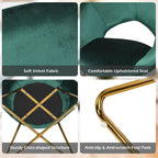 Chaise d'appoint moderne en velours, chaise de coiffeuse rembourrée avec détails dorés - Voir les détails