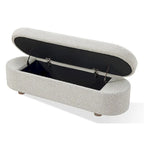 Banc de rangement capitonné à charnières en bouclette coloris Cotton Ball - 40,6 x 137,2 x 50,8 cm