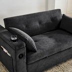 Canapé-lit 2 places avec prise USB, poches latérales et coussin lombaire