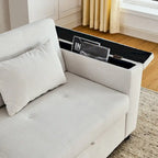 Canapé-lit 2 places avec prise USB, poches latérales et coussin lombaire