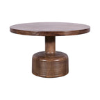 Table basse de 30 pouces, plateau rond et pied piédestal, bois marron naturel