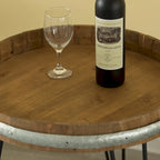 Table d'appoint ou de chevet en tonneau de vin en bois