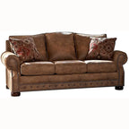 Canapé et fauteuil en tissu daim marron rustique