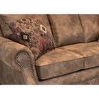 Canapé et fauteuil en tissu daim marron rustique