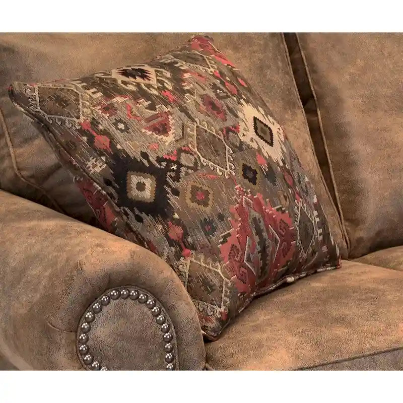 Canapé et fauteuil en tissu daim marron rustique