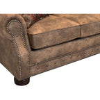 Canapé et fauteuil en tissu daim marron rustique