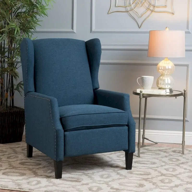 Fauteuils inclinables en tissu traditionnels avec bordure cloutée