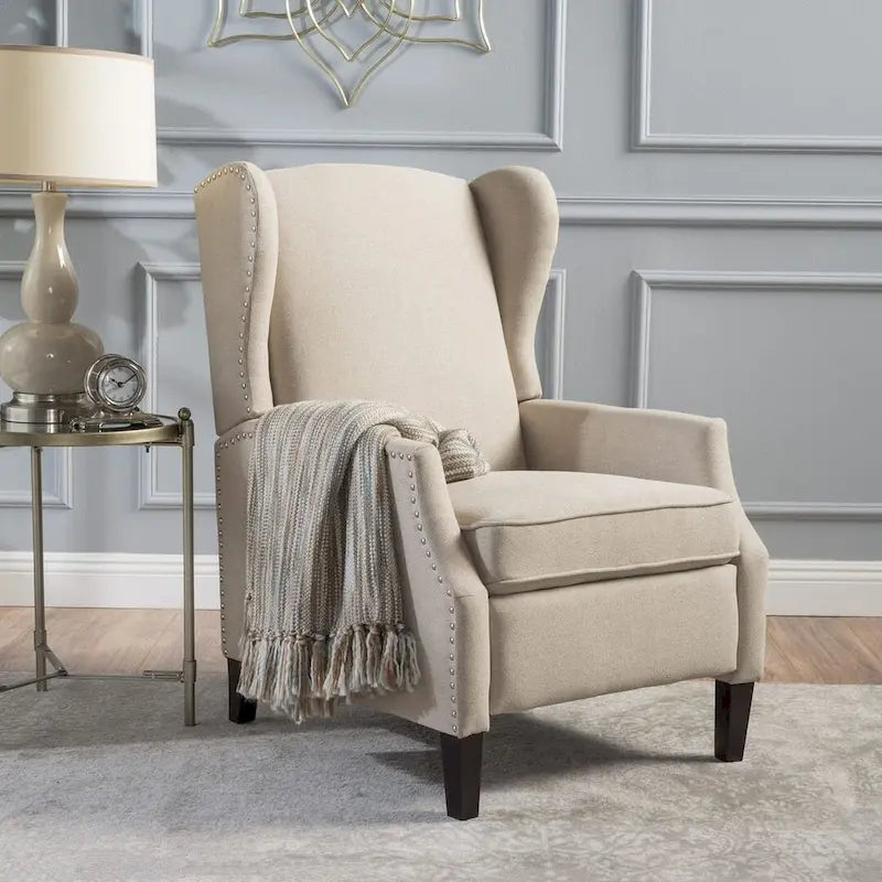 Fauteuils inclinables en tissu traditionnels avec bordure cloutée