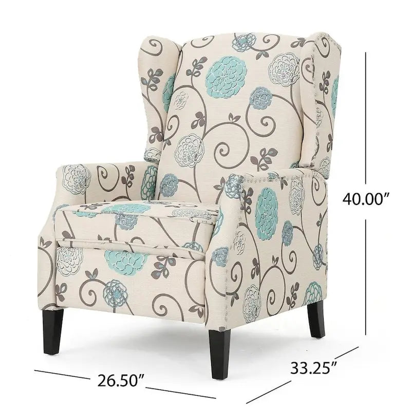 Fauteuils inclinables en tissu traditionnels avec bordure cloutée