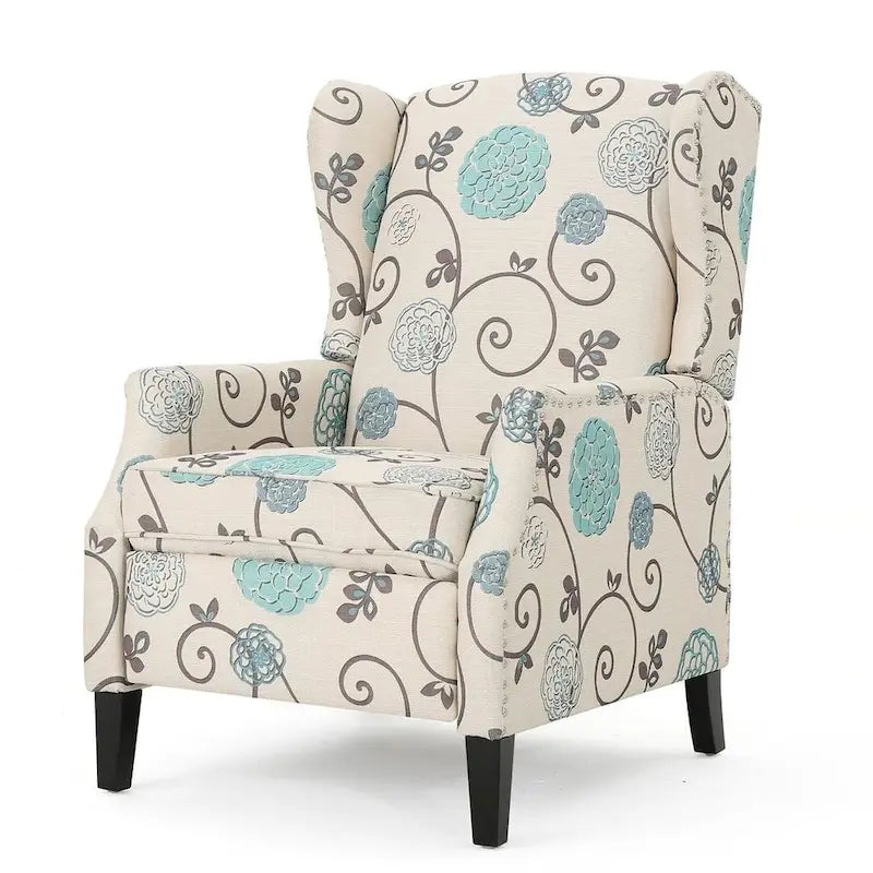Fauteuils inclinables en tissu traditionnels avec bordure cloutée