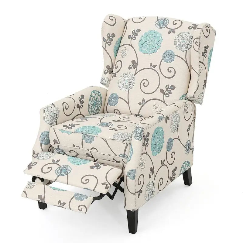 Fauteuils inclinables en tissu traditionnels avec bordure cloutée