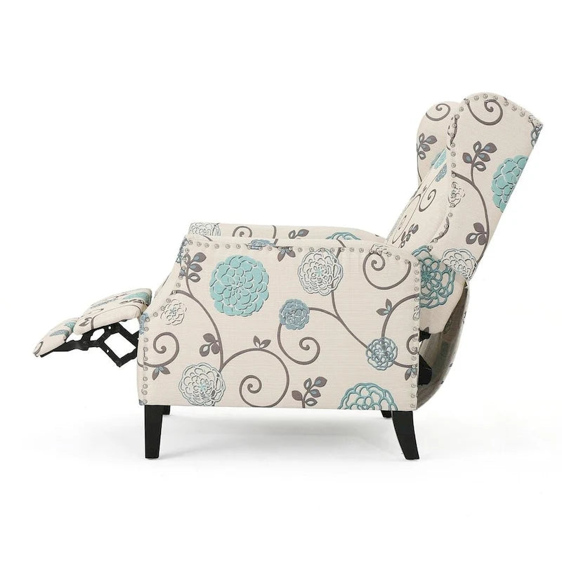 Fauteuils inclinables en tissu traditionnels avec bordure cloutée