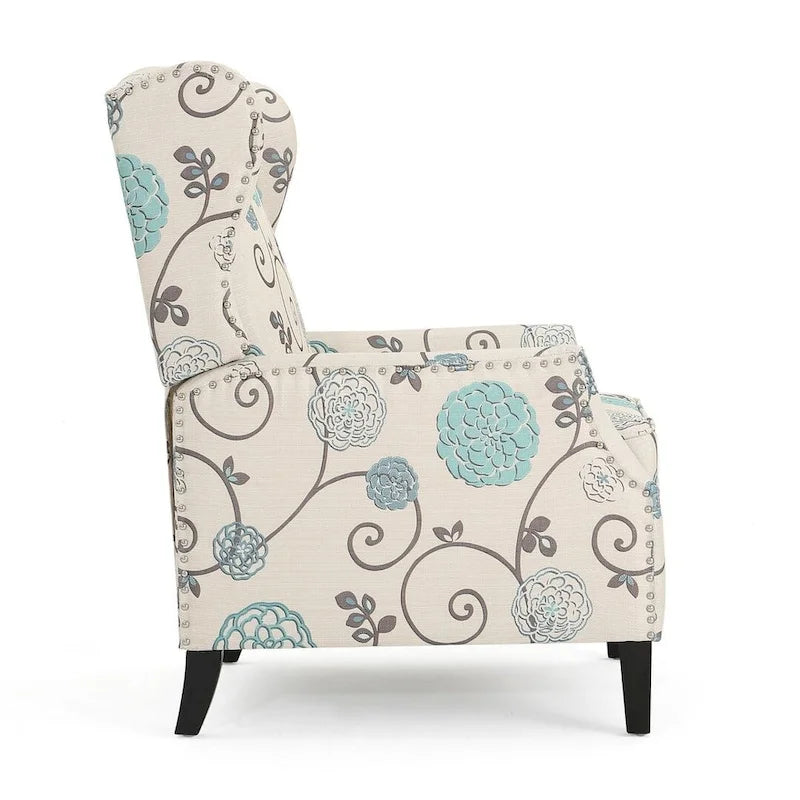 Fauteuils inclinables en tissu traditionnels avec bordure cloutée