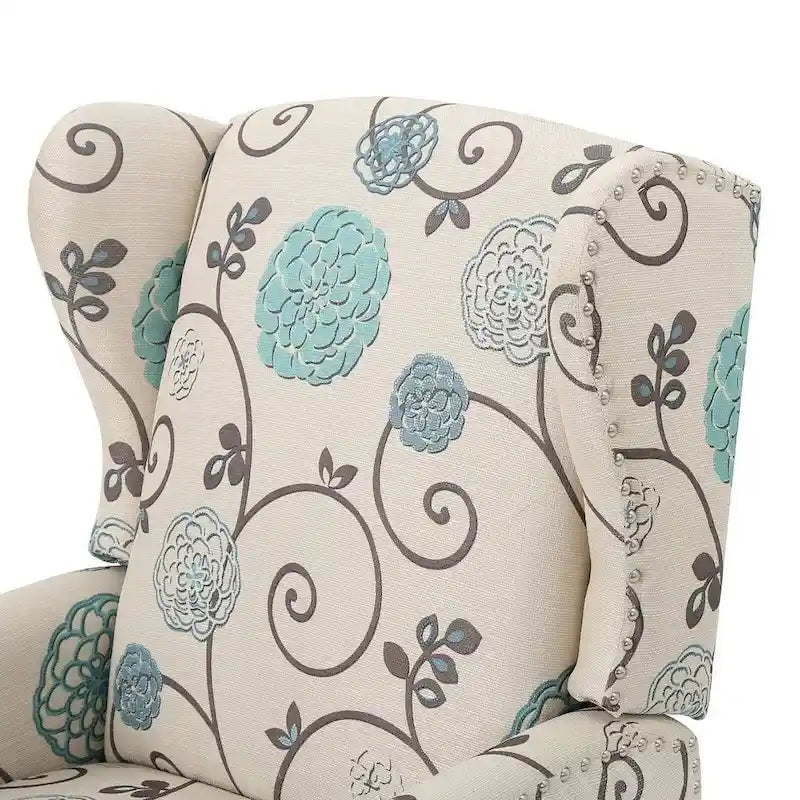 Fauteuils inclinables en tissu traditionnels avec bordure cloutée