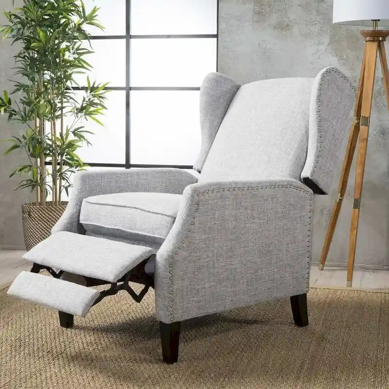 Fauteuils inclinables en tissu traditionnels avec bordure cloutée