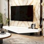Meuble TV, Meuble multimédia noir et blanc avec 2 tiroirs - 78,7W