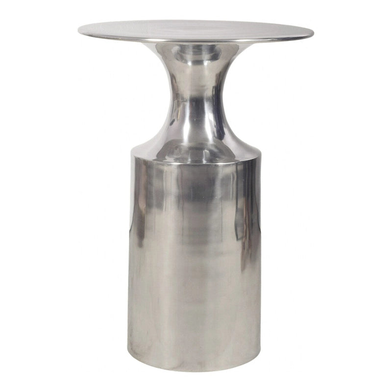 Table d'appoint Art déco en aluminium poli – 14,5L x 14,5P x 21H