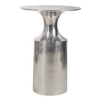 Table d'appoint Art déco en aluminium poli – 14,5L x 14,5P x 21H