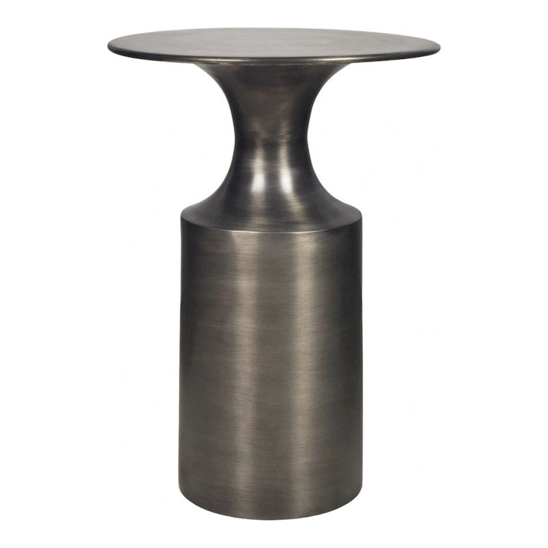 Table d'appoint Art déco en aluminium poli – 14,5L x 14,5P x 21H