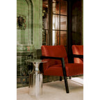 Table d'appoint Art déco en aluminium poli – 14,5L x 14,5P x 21H
