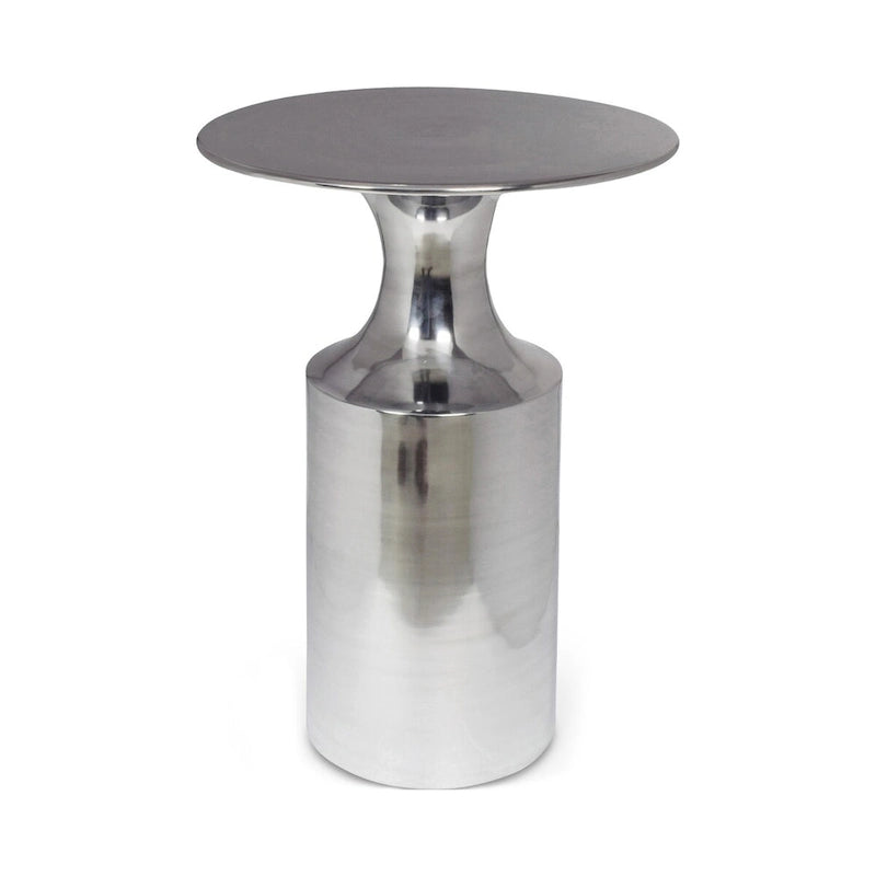 Table d'appoint Art déco en aluminium poli – 14,5L x 14,5P x 21H