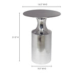 Table d'appoint Art déco en aluminium poli – 14,5L x 14,5P x 21H