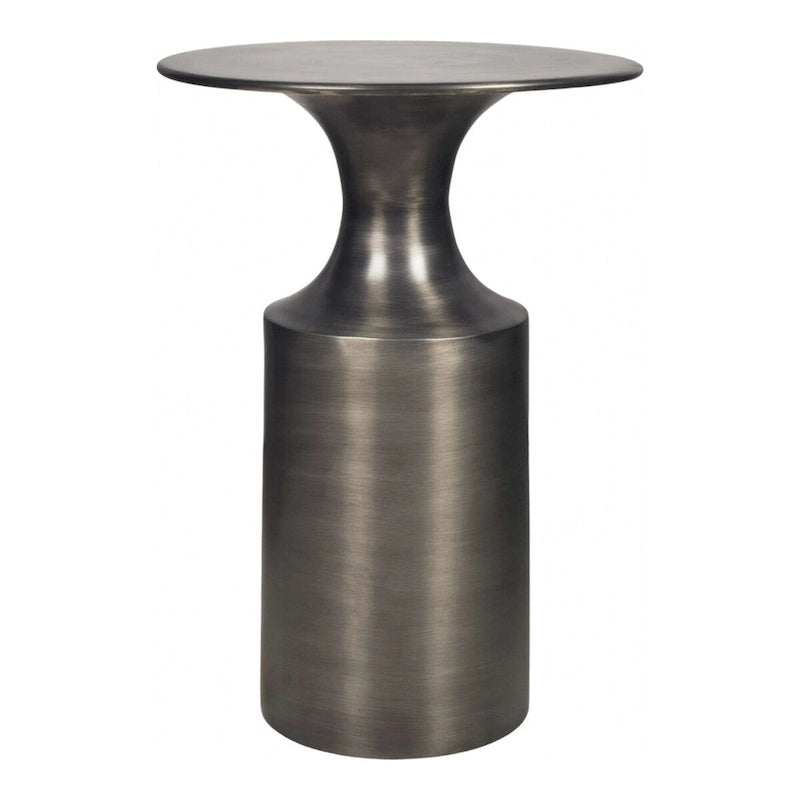 Table d'appoint Art déco en aluminium poli – 14,5L x 14,5P x 21H