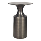 Table d'appoint Art déco en aluminium poli – 14,5L x 14,5P x 21H