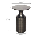 Table d'appoint Art déco en aluminium poli – 14,5L x 14,5P x 21H