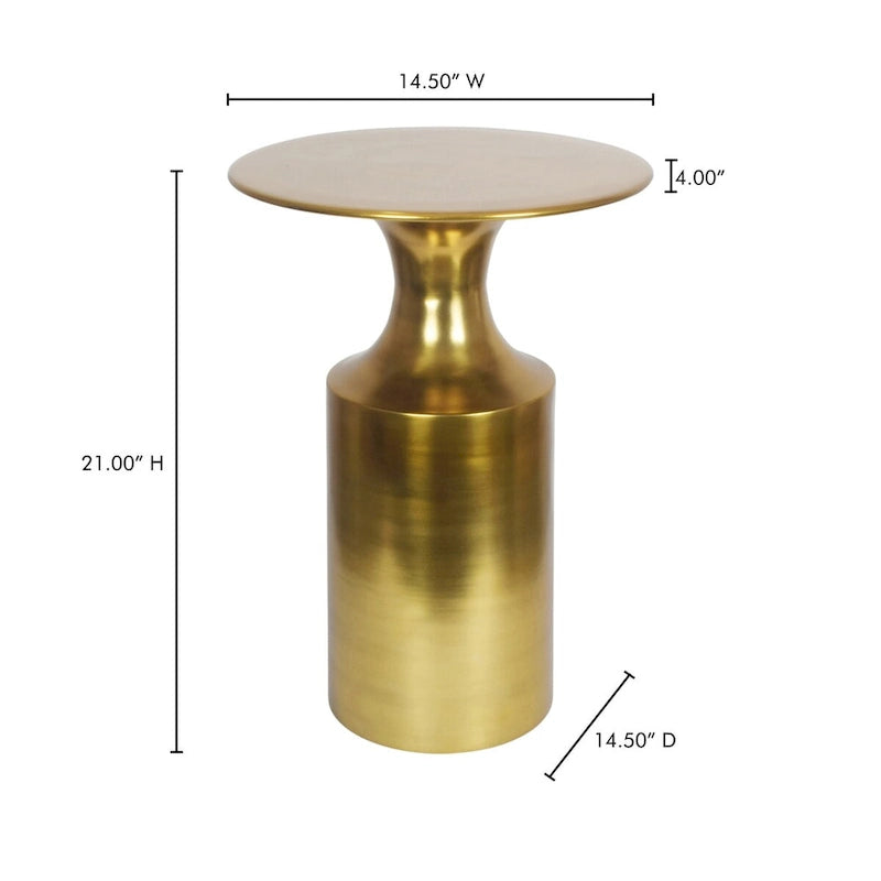 Table d'appoint Art déco en aluminium poli – 14,5L x 14,5P x 21H