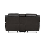 Causeuse inclinable manuelle double de 76 pouces, porte-gobelets, similicuir gris