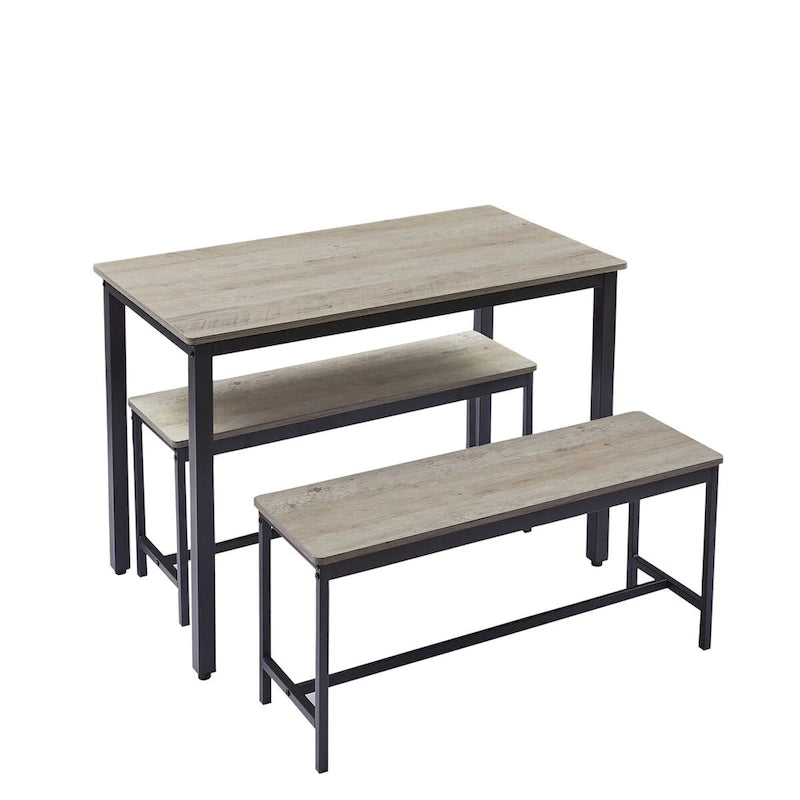 Table de bar avec 2 bancs de salle à manger, comptoir de table de cuisine avec chaises, style industriel pour table de petit-déjeuner