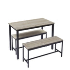 Table de bar avec 2 bancs de salle à manger, comptoir de table de cuisine avec chaises, style industriel pour table de petit-déjeuner