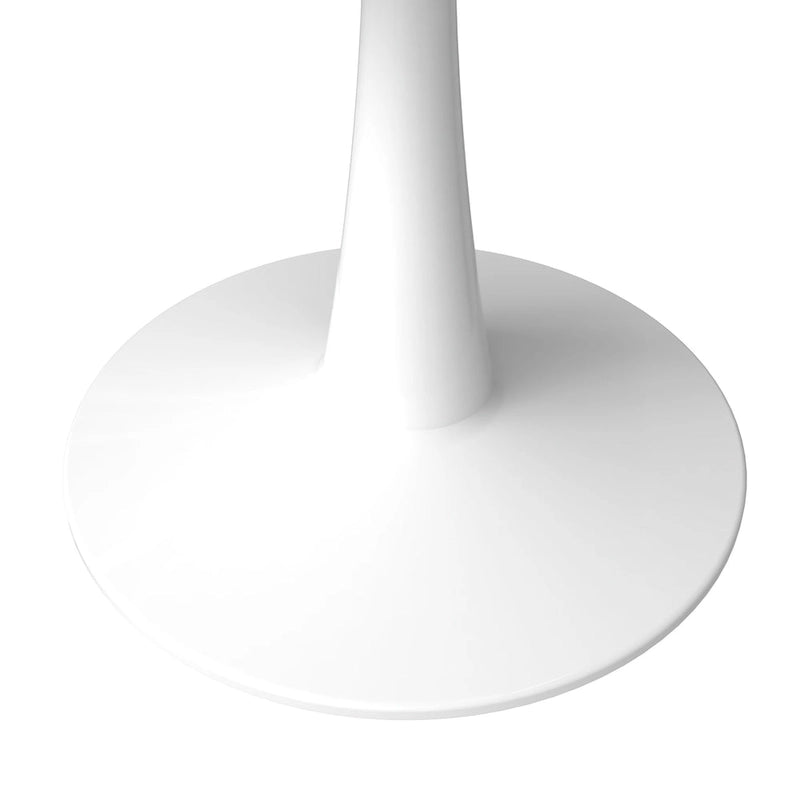 Table de salle à manger ronde de 40 pouces pour 4 personnes avec plateau en pierre frittée et piètement blanc pour cuisine et salle à manger.