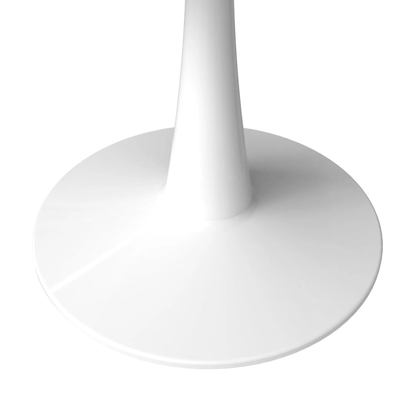Table de salle à manger ronde de 40 pouces pour 4 personnes avec plateau en pierre frittée et piètement blanc pour cuisine et salle à manger.